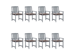 Vidaxl Cadeiras De Jardim C/ Almofadões 8 Pcs Acácia Maciça Cinzento