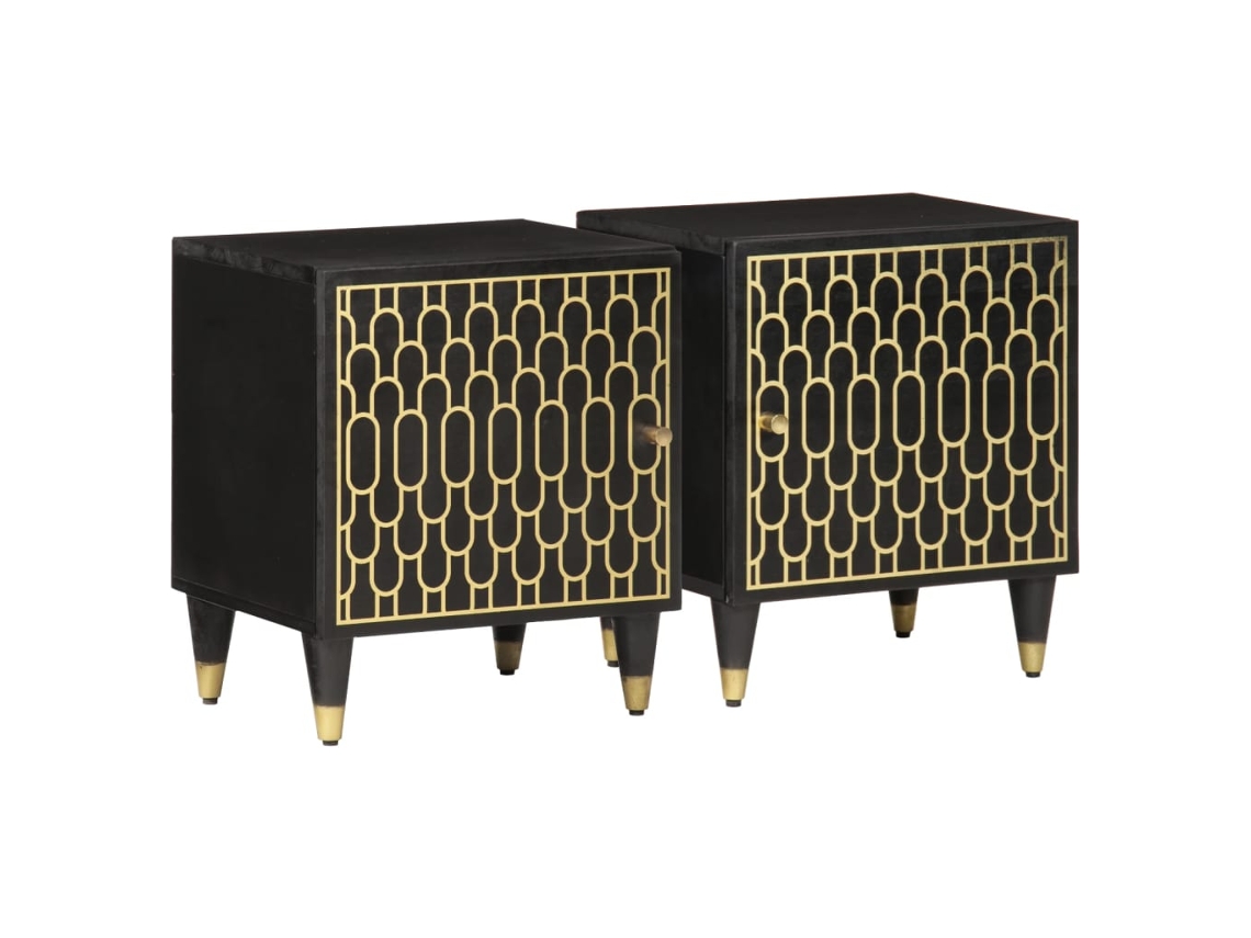 Vidaxl Mesas De Cabeceira 2 Pcs 40x33x46 Cm Madeira Mangueira Maciça