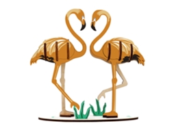 Quebra-cabeça 3d De Madeira Em Formato De Flamingo, Com 25 Peças. Dimensões: 13,6 X 5,8 X 15,6 Cm, 14 X 6 X 16 Cm.