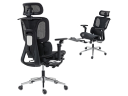 Cadeira De Escritório Ergonómica Preta Braços 6d, Apoio De Cabeça E Assento Reguláveis 67x71x133 Cm
