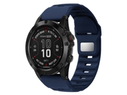 Bracelete Para Garmin Fenix 7x / 7x Pro - Silicone - Estampa Rugosa - Liberação Rápida Azul Escuro