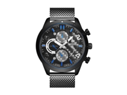 Relógio esportivo masculino Bagari, elegante e à prova d'água, com movimento de quartzo (preto/azul)