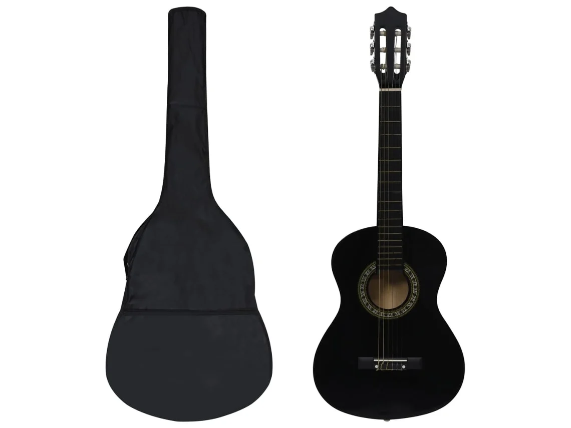 vidaXL 8 pcs conjunto guitarra clássica iniciantes 1/2 34" preto