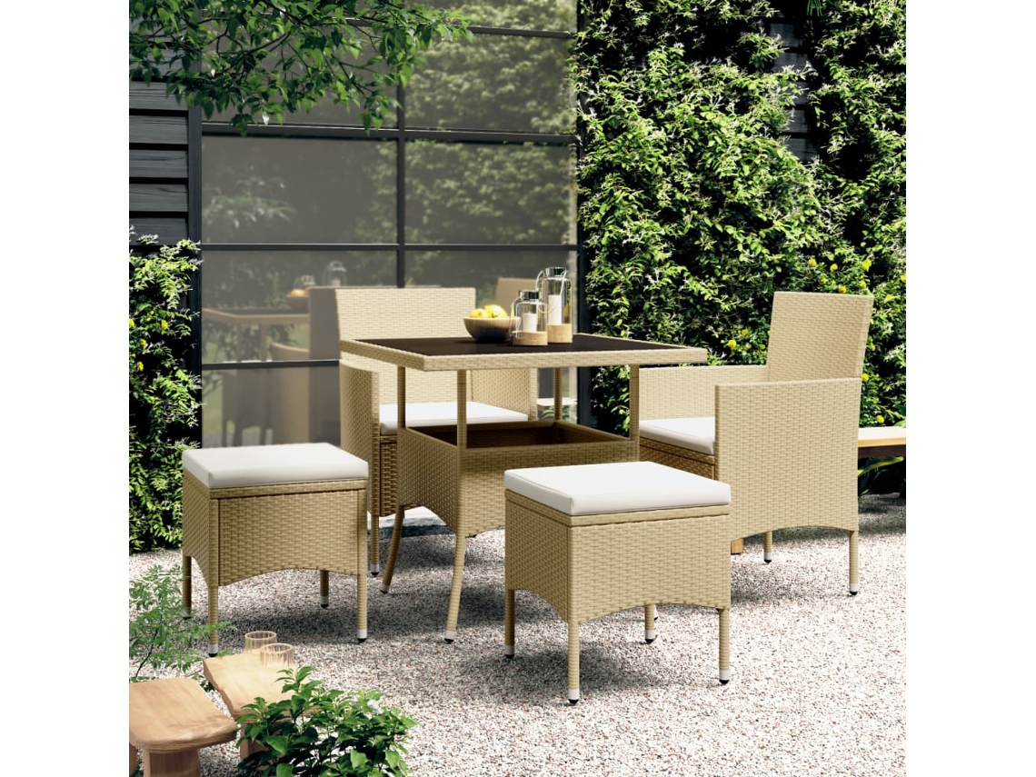 Conjunto 5 Pcs This Jantar Para Jardim Vime Pe Bege Dkd Home Decor