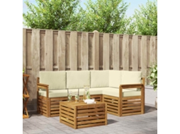 Vidaxl Conjunto De Sofás Para Exterior 5 Pcs Natural E Creme
