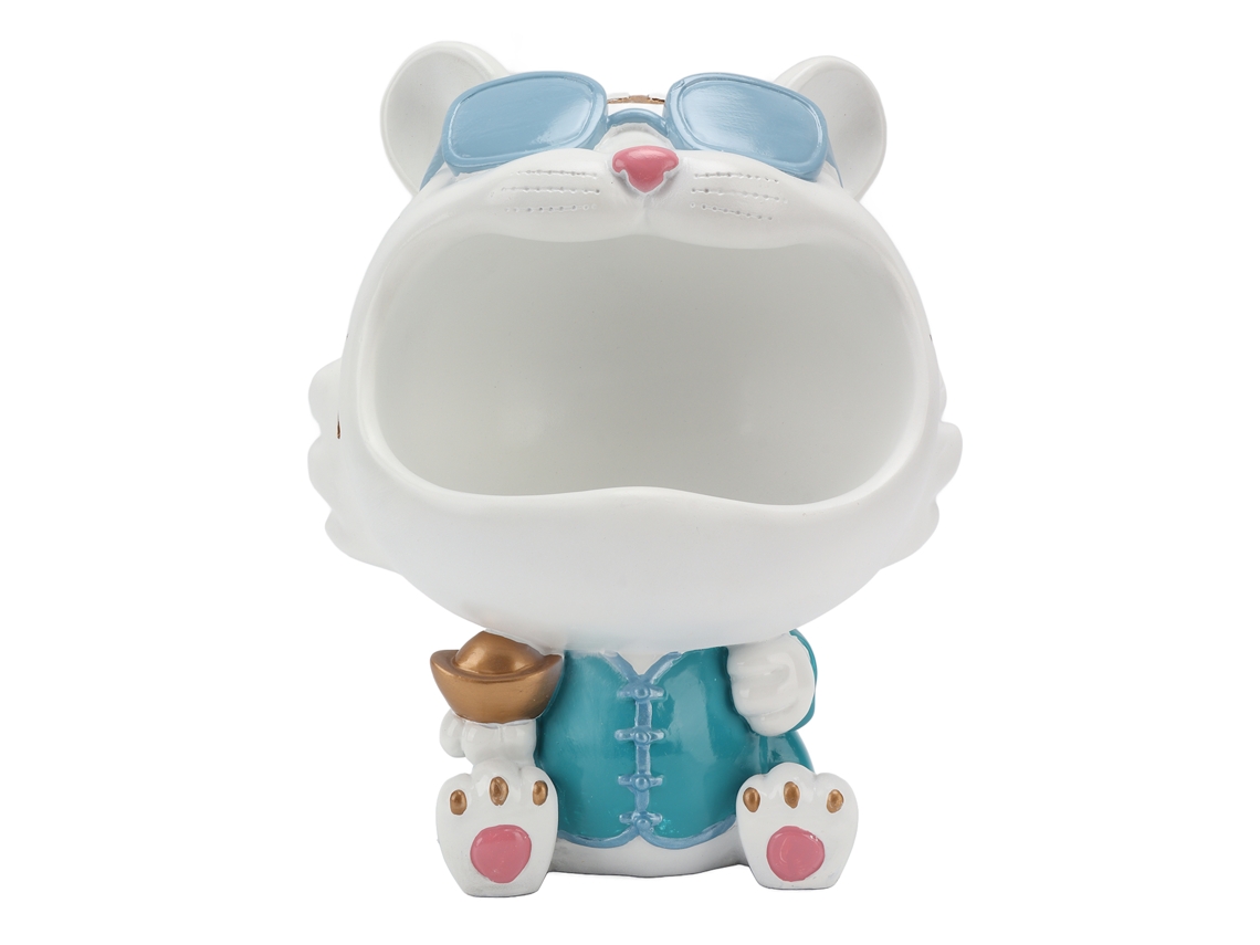 Organizador de Mesa Tigre Adorno Cesto Chocolate Branco