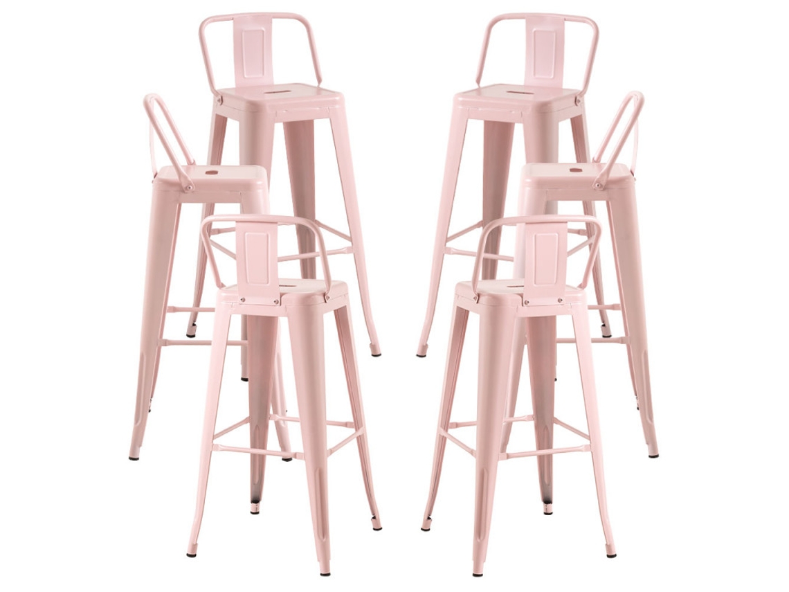 Pack 6 Bancos Torix Encosto 100 Cm - Algodão Doce Rosa