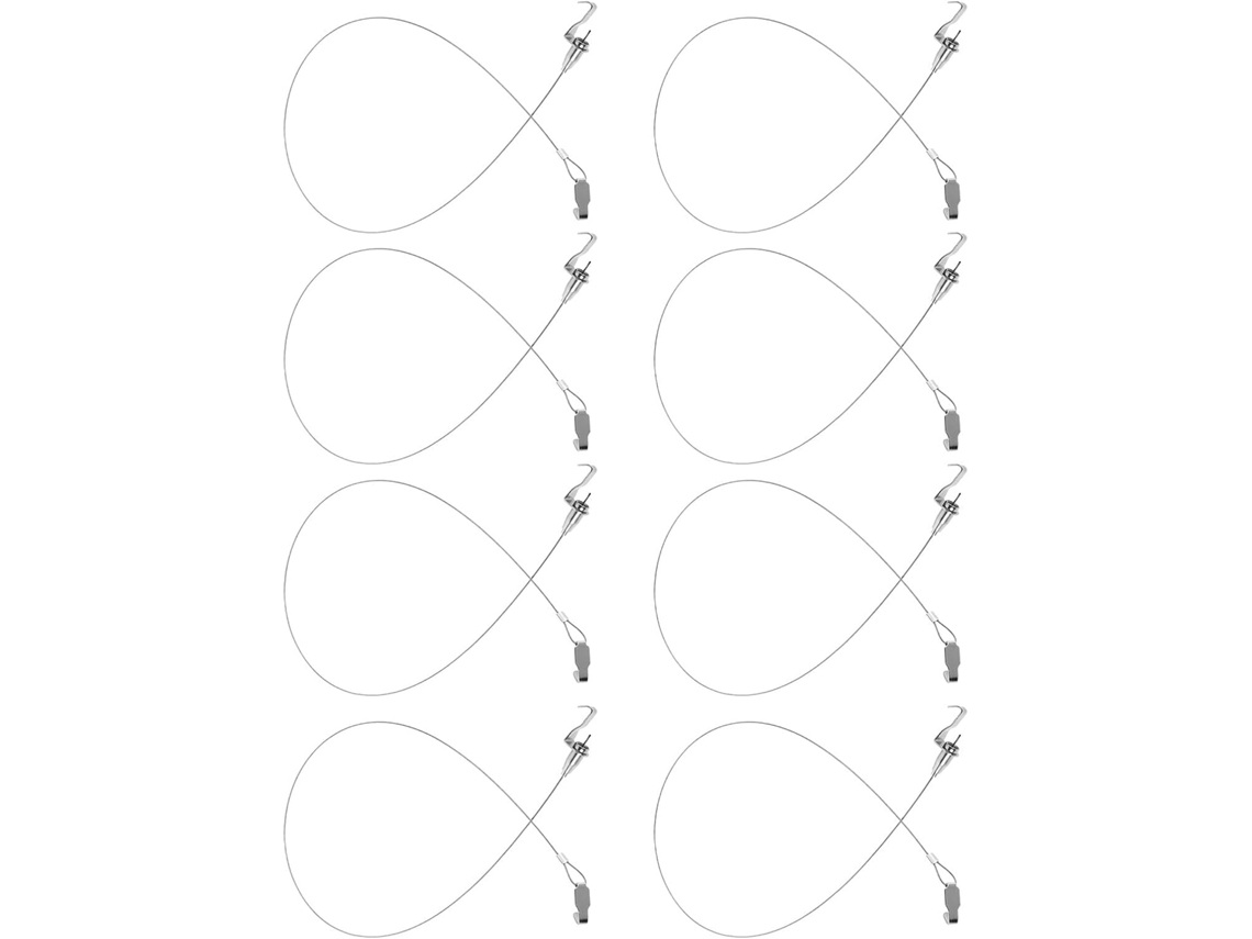 Conjunto De 8 Ganchos Ajustáveis Para Quadros Com Cabo Aço Reforçado 1 Metro, Ideal Para Pendurar Molduras E Espelhos