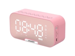 Despertador Digital Rádio Fm Bluetooth 5.0 Espelho Led Alto-falante Rosa*