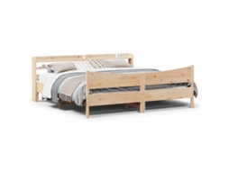 Vidaxl Estrutura de Cama com Cabeceira 180x200 Cm Pinho Maciço