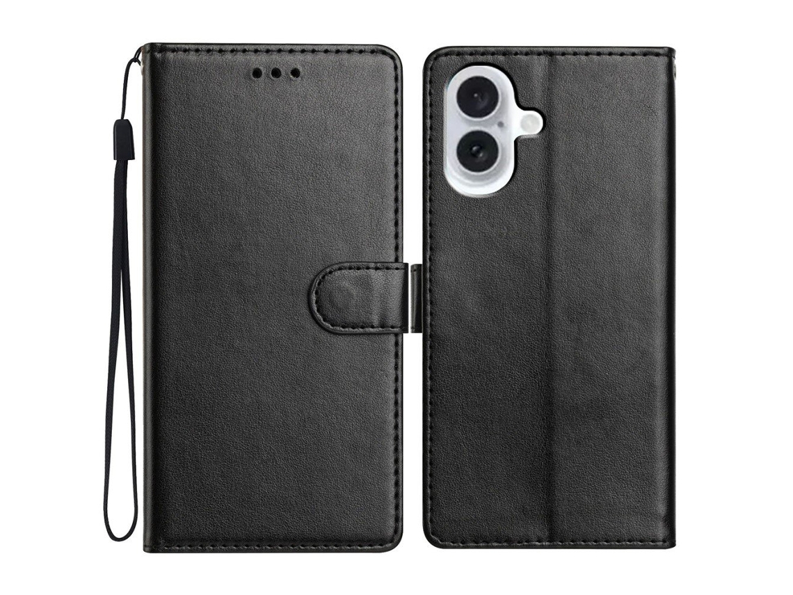 Capa De Couro Preta Para Iphone 17