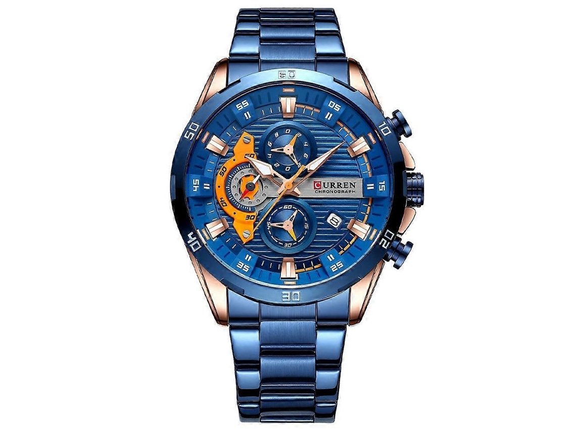 Relógio De Pulso Curren 8402 Com Calendário, Seis Ponteiros, Pulseira De Aço E Movimento De Quartzo Para Uso Comercial.