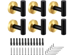 Conjunto De 6 Ganchos Parede Reforçados Para Toalhas, Nas Cores Preto