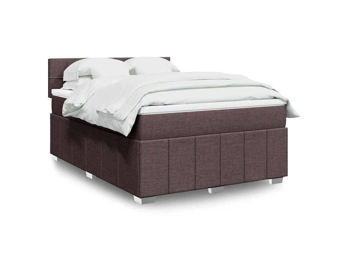 Vidaxl Cama Com Molas/colchão 140x200 Cm Tecido Castanho-escuro