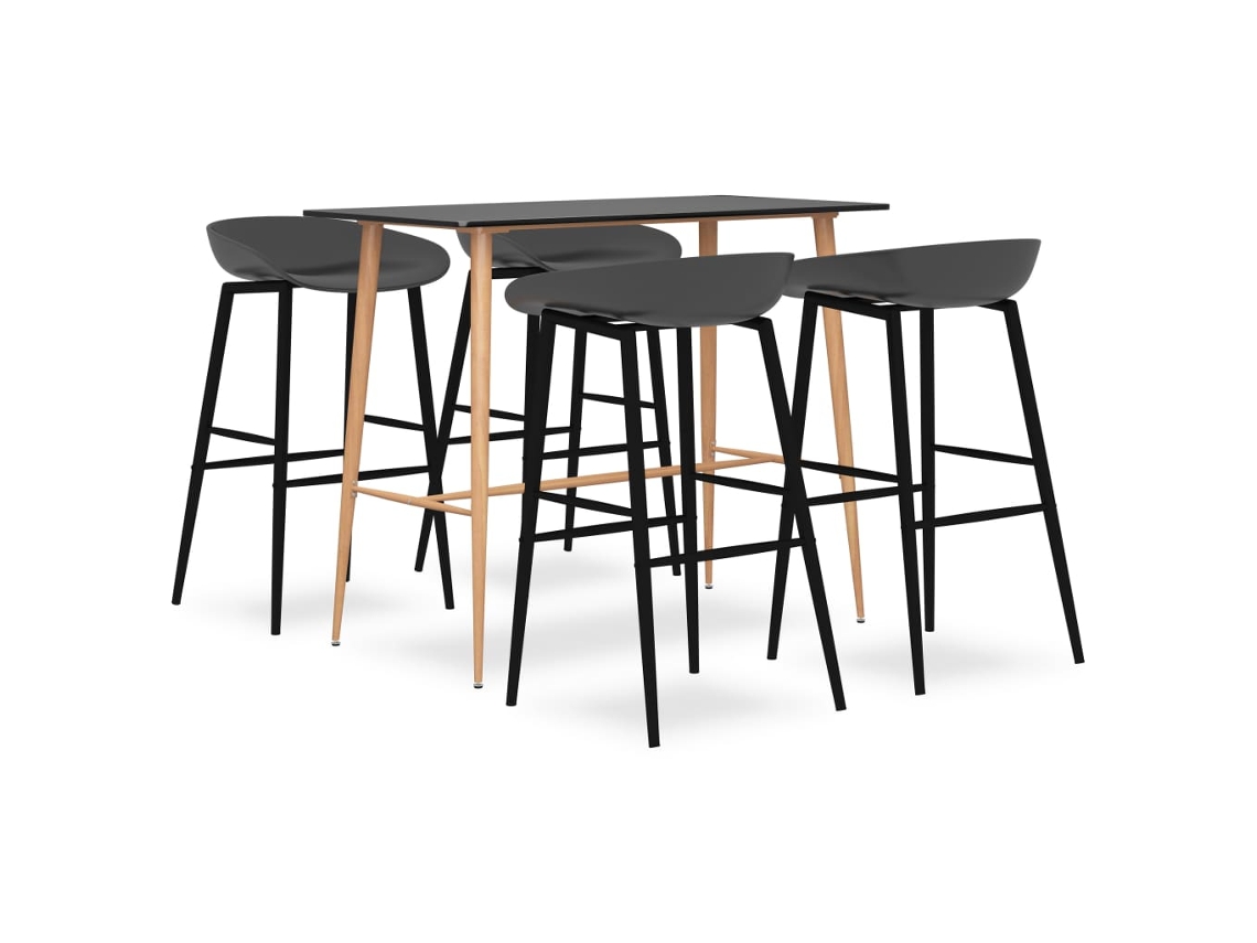 Vidaxl 5 Pcs Conjunto De Bar Preto E Cinzento