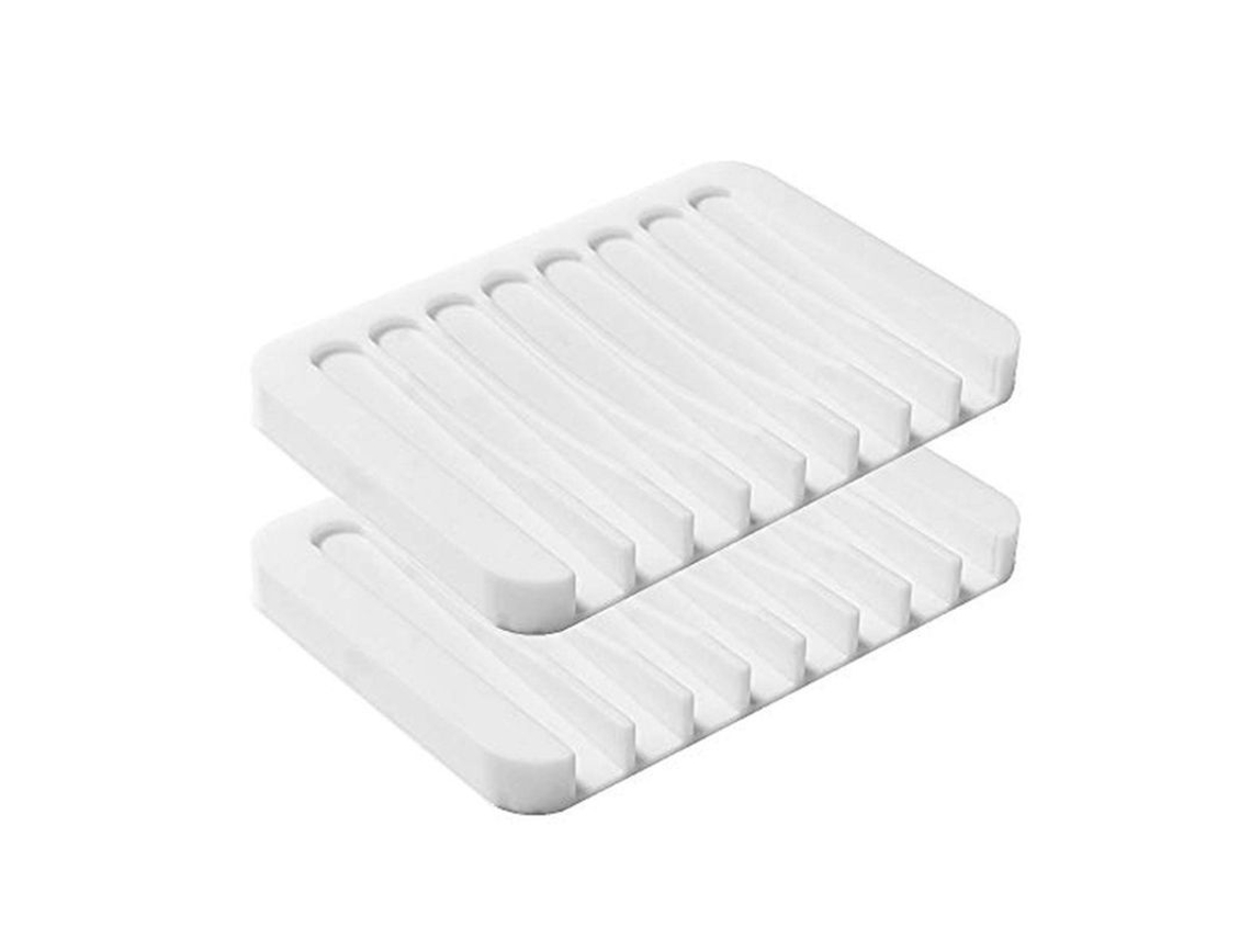 2026 linjou 2ud Porta Jabón de Silicona Premium, Antideslizante Y Autodrenante para Baño Y Ducha (blanco)