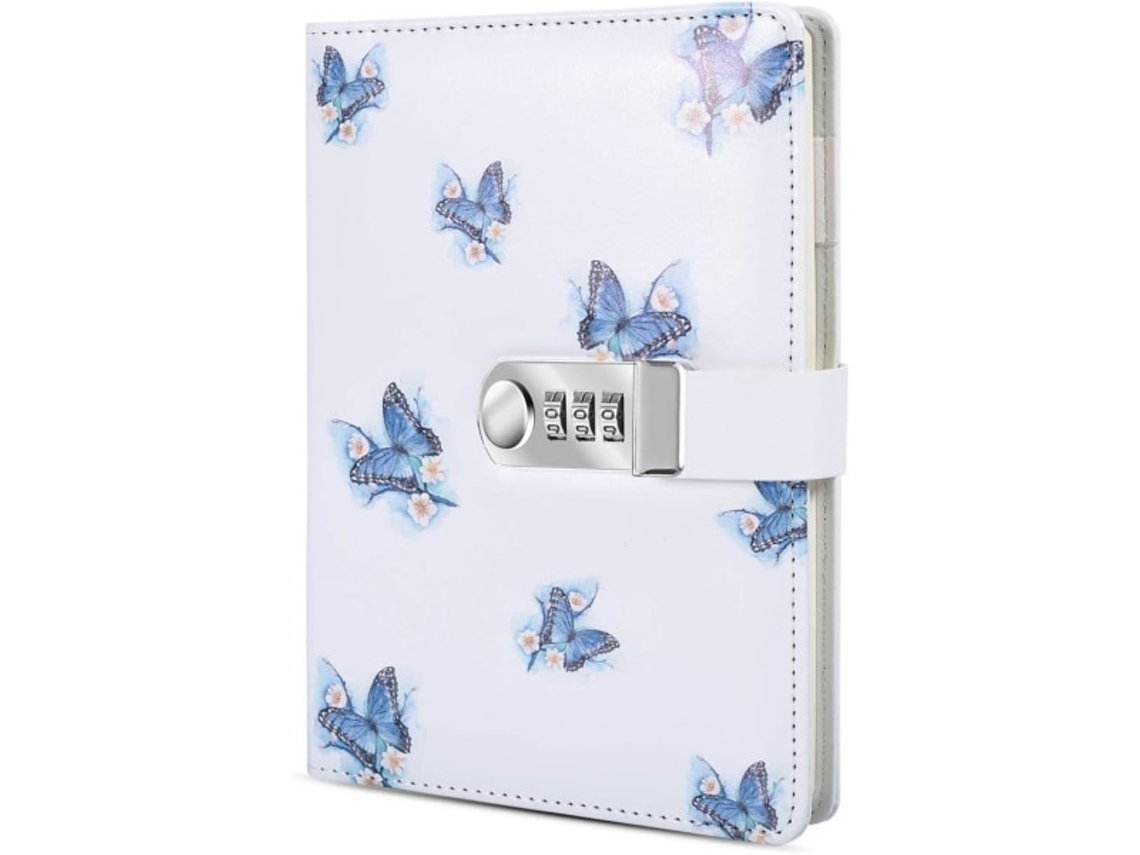 Diário Criativo A5 Com Senha E Cadeado, Em Couro Pu, Trava De Combinação, Para Anotações Controle Tempo (estilo 1) Sqbb-aquaforge