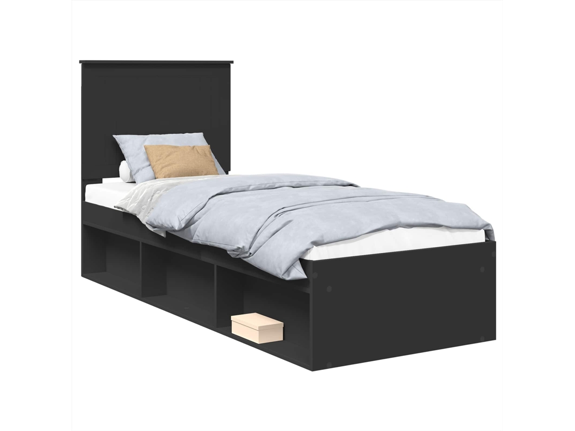 Estrutura da Cama Preto 75x190 cm Madeira de Pinheiro Sólida MAISON EXCLUSIVE