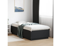 Vidaxl Estrutura De Cama C/ Luzes Led 90x200cm Derivados Madeira Preto