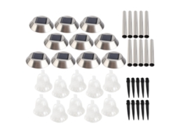 Luzes Solares Jardim Led 10 Unidades Aço Inoxidável