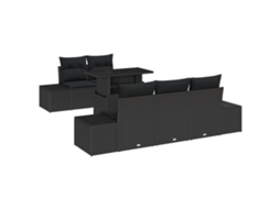 Conjunto 6 Móveis Para Exterior Vidaxl Preto Vime Pe (100 X 55 X 73 Cm)