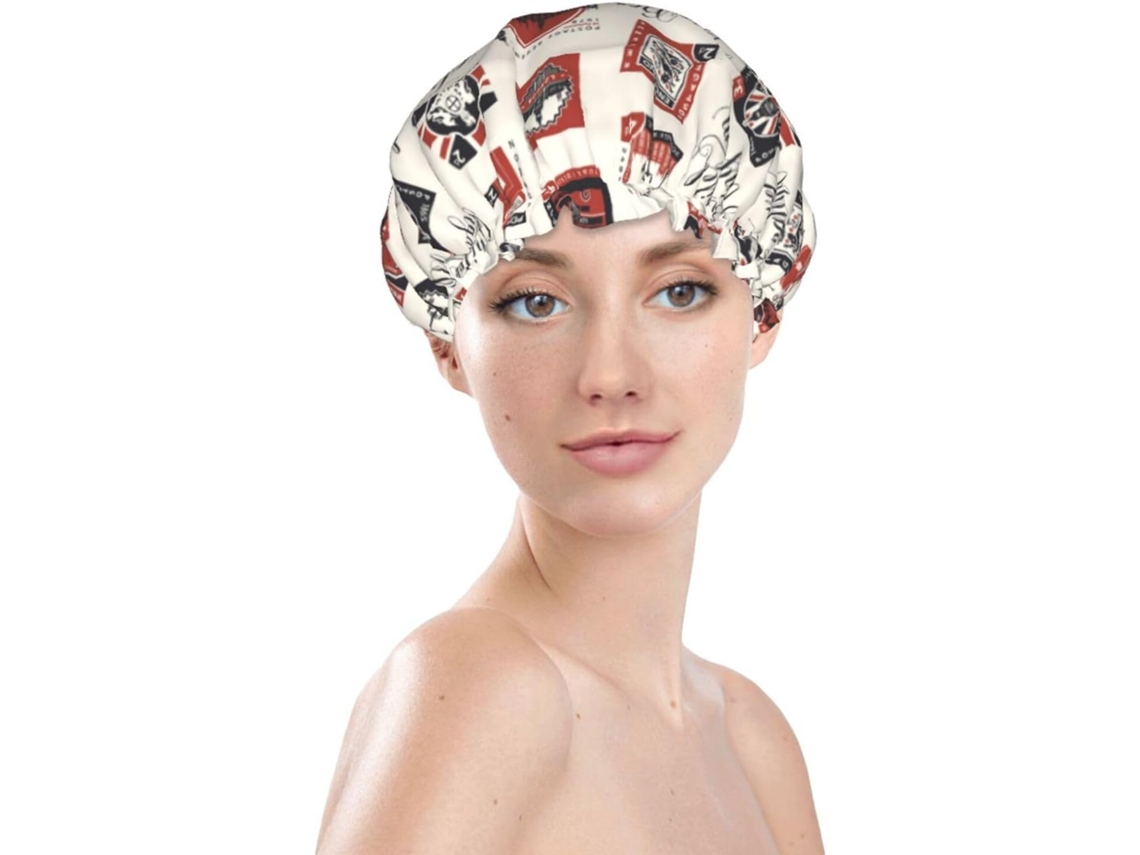 Touca De Banho Feminina, Reutilizável, Impermeável, Dupla Camada, Com Elástico, Ideal Para Cabelos Longos, Estampada Com