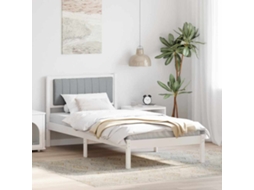 Vidaxl Estrutura de Cama com Cabeceira Estofada Cinzento claro