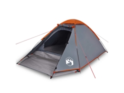 Tenda de campismo cúpula p/ 4 pessoas VIDAXL impermeável cinza/laranja