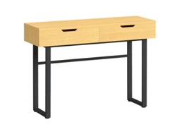 Mesa Consola Estreita 2 Gavetas Metal Natural 110x35x77cm