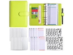 A6 Binder Creative Cash Budget Planner Macaron Pu Leather, Standard Gift Set, Apple Green 12-budget Cards + 8-zipper
