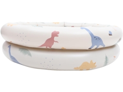 Piscina Inflável Redonda para Bebês e Crianças Pequenas, 460g, Pvc Bege com Estampa de Dinossauro CHABERLU