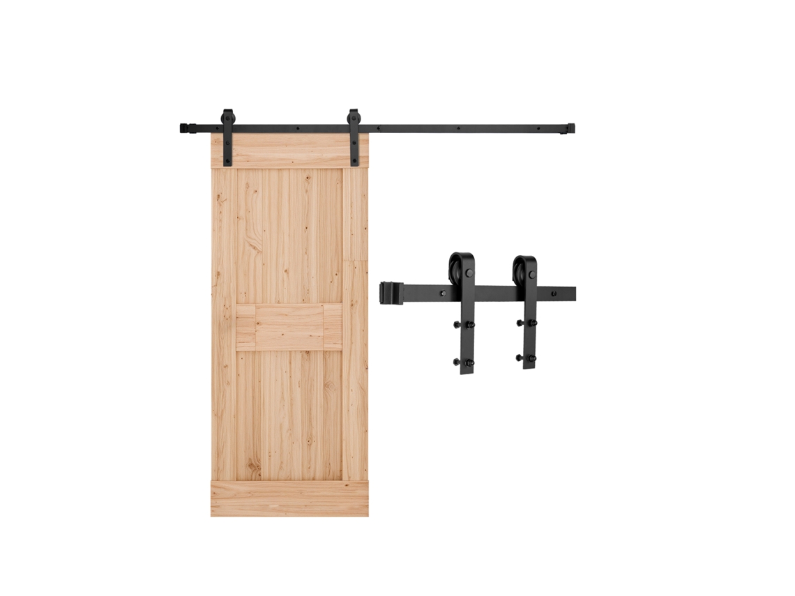 Kit De Ferragens Vevor Para Porta Deslizante De Celeiro Em Aço Carbono 2 M, Preto