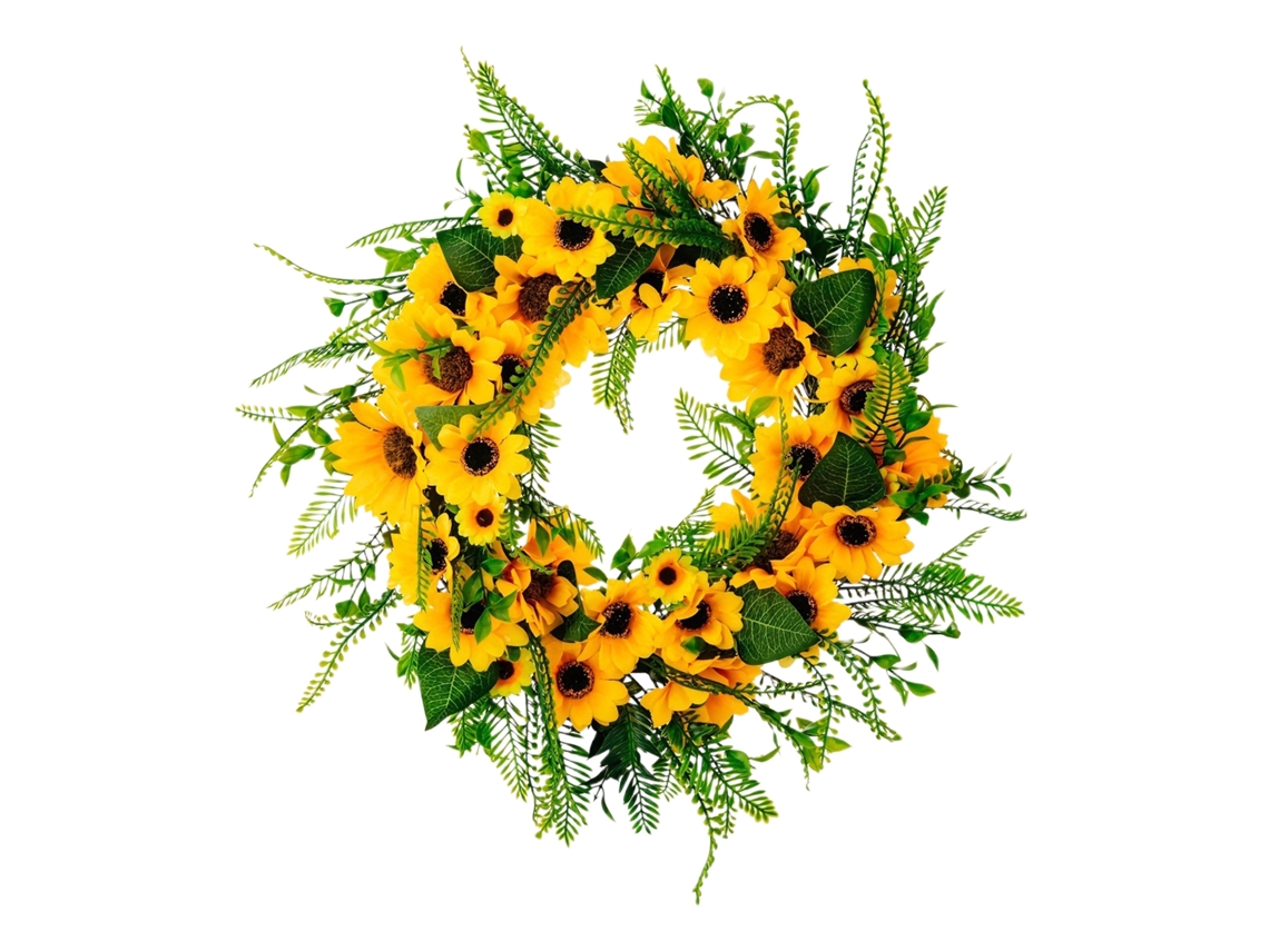 Decoração De Porta Com Coroa De Flores Laxiscreed Amarela Com Girassóis E Margaridas Para Primavera