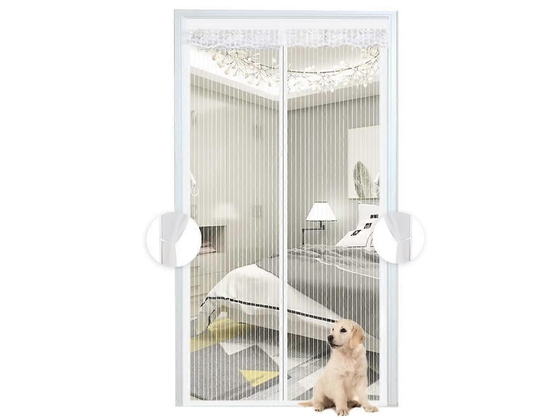 Rebe-malla Mosquitera Magnética Blanca Para Balcón, Cierre Automático, Instalación Fácil, 140x240 Cm, Aire Fresco, Protección Contra Insectos