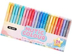 Conjunto De Marcadores De Texto Fluorescentes De Ponta Dupla Com 6