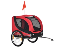Reboque de bicicleta para cães, com bandeira, refletores 130x73x90cm Vermelho | S/MARCA