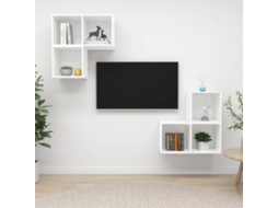 Vidaxl 4 Pcs Conjunto De Móveis De Tv Contraplacado Branco
