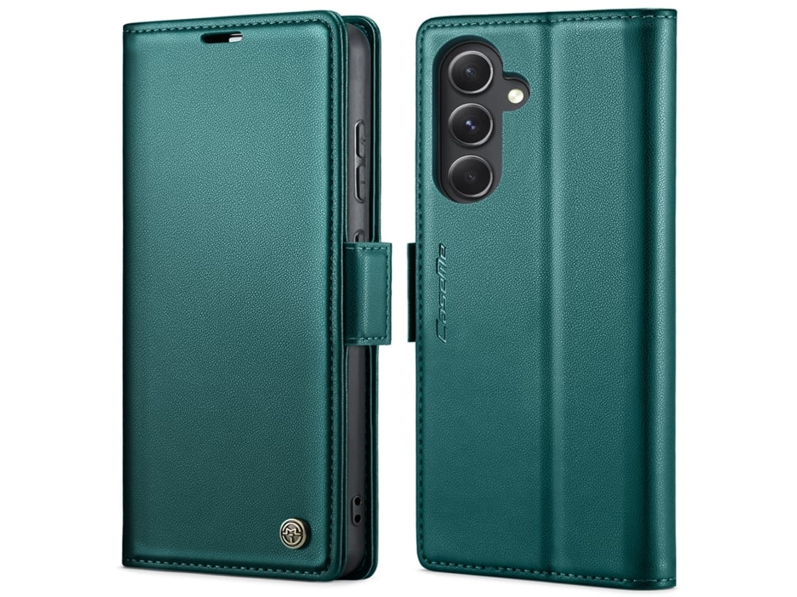 Capa Para Samsung Galaxy S23 Fe 5g Borboleta Fivela Litchi Textura De Telefone De Couro Rfid Antirroubo Azul Perolado