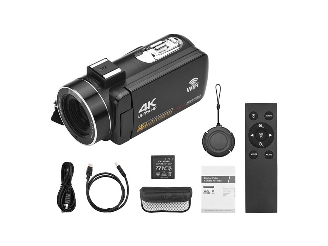 Câmera Digital HD Giratória de 270° com MDUG, 4K, 56 MP, Sensor de 3,0 Polegadas e Memória de 32 GB (preto)