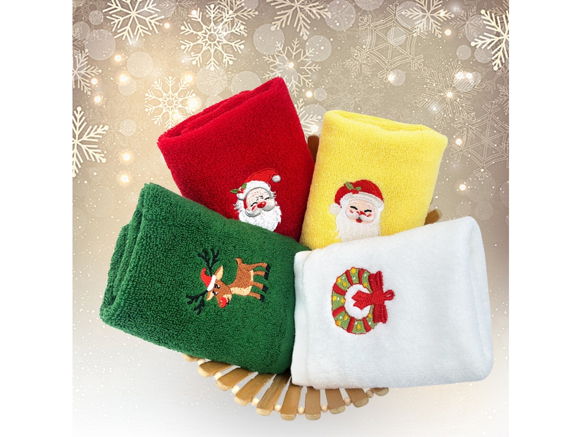 Toalhas de Natal, Pacote com 4 Unidades, de Algodão AQUAFORGE