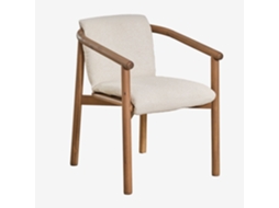 Sklum Cadeira De Jantar Elmina Acacia Wood Com Braços Poliéster         Castanho Acácia              Caracóis Blanco