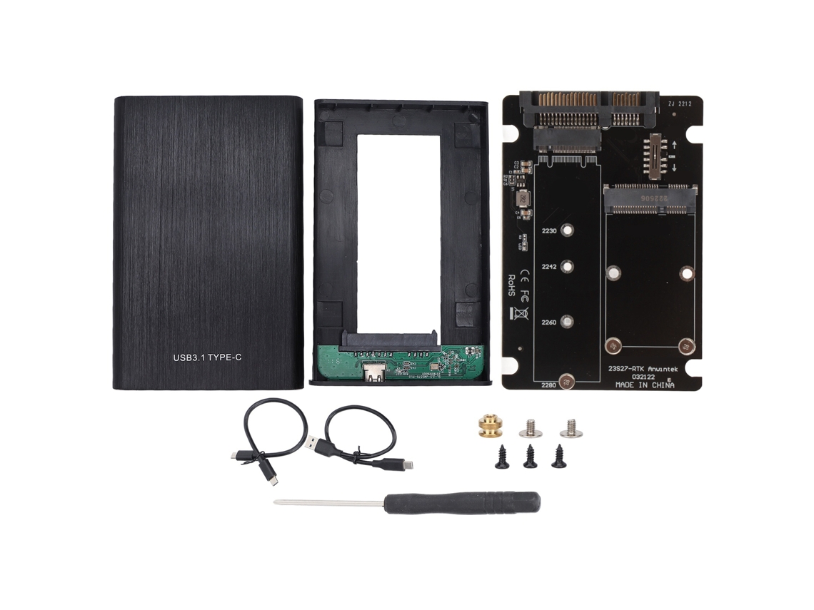 Adaptador De Ssd Com Interface Dupla Msata M.2 6gbps Com Case Externo Type C 2.5 Polegadas Para Desktop