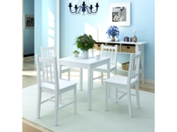 Vidaxl Conjunto De Jantar De 5 Peças Em Pinho Branco