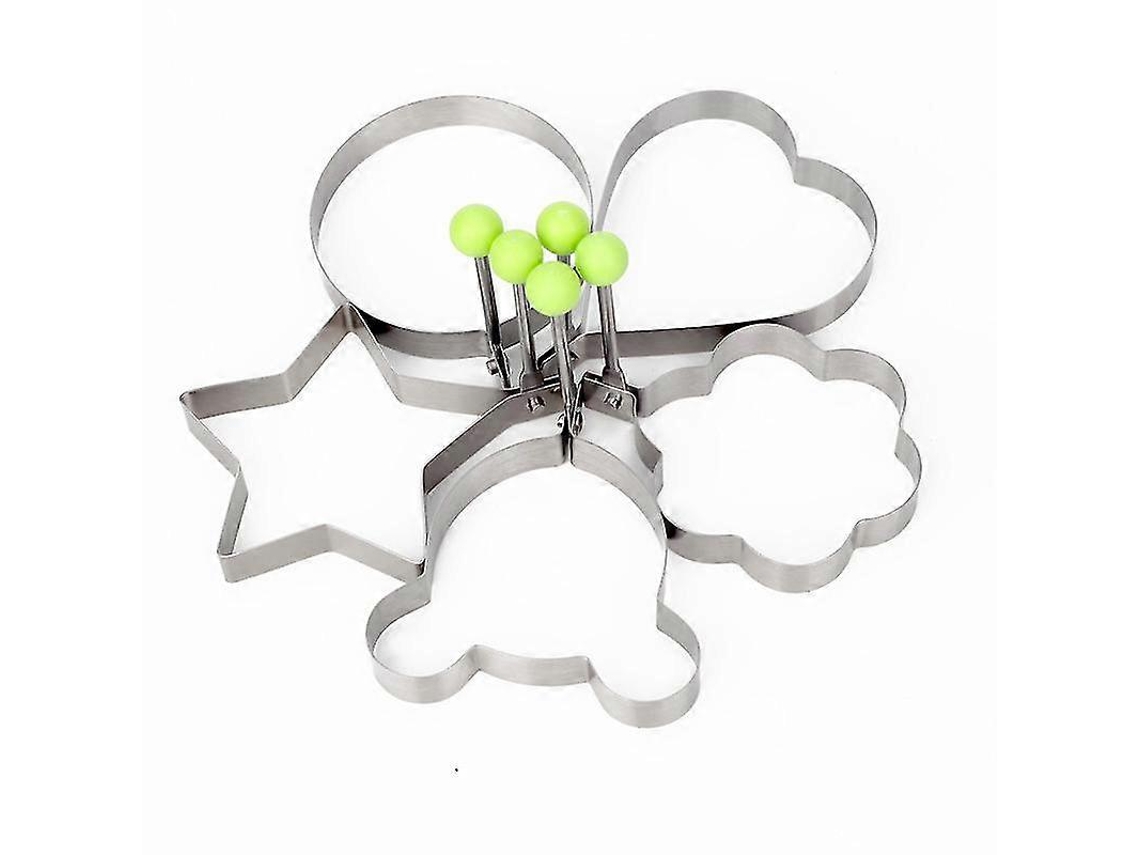Jinyi Moldes de Huevos Fritos de Acero Inoxidable Antiadherentes para Omelettes Y Tortitas Kit de 5 Piezas Plata