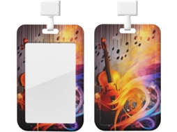 Suporte Crachá Música Abstrata, Protetor Vertical Crachá Com Cordão, Camada Plástica Impermeável, Crachá Estojo