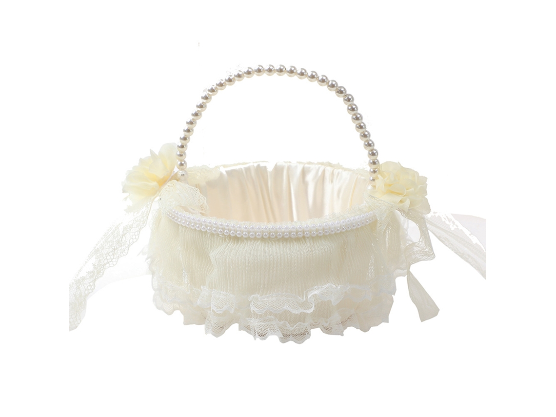 Laxiscreed Cesto De Flores Para Noiva E Senhora De Honra Com Borda De Renda Elegante