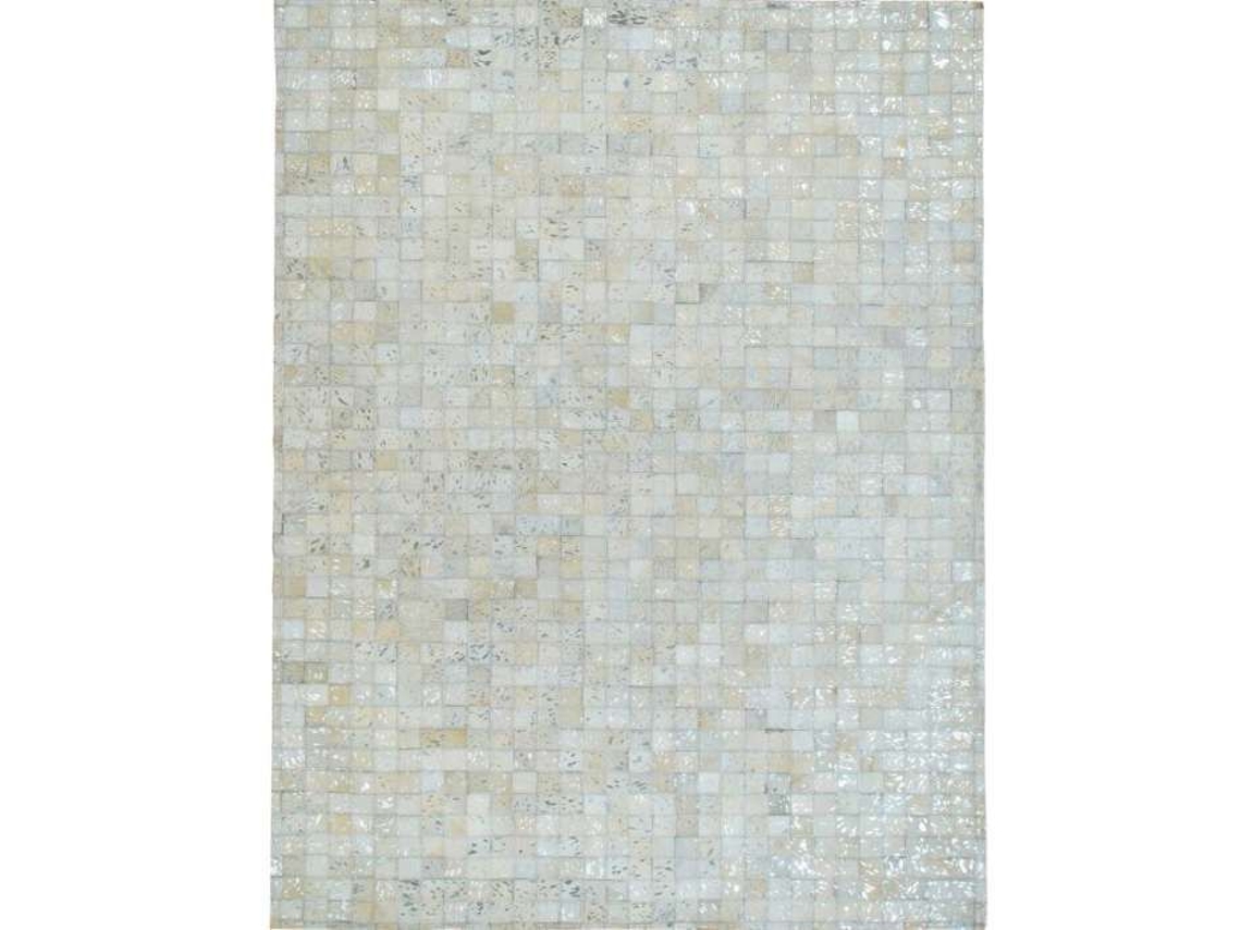 Tapete De Sala Em Couro Reciclado Branco Prateado 190x290