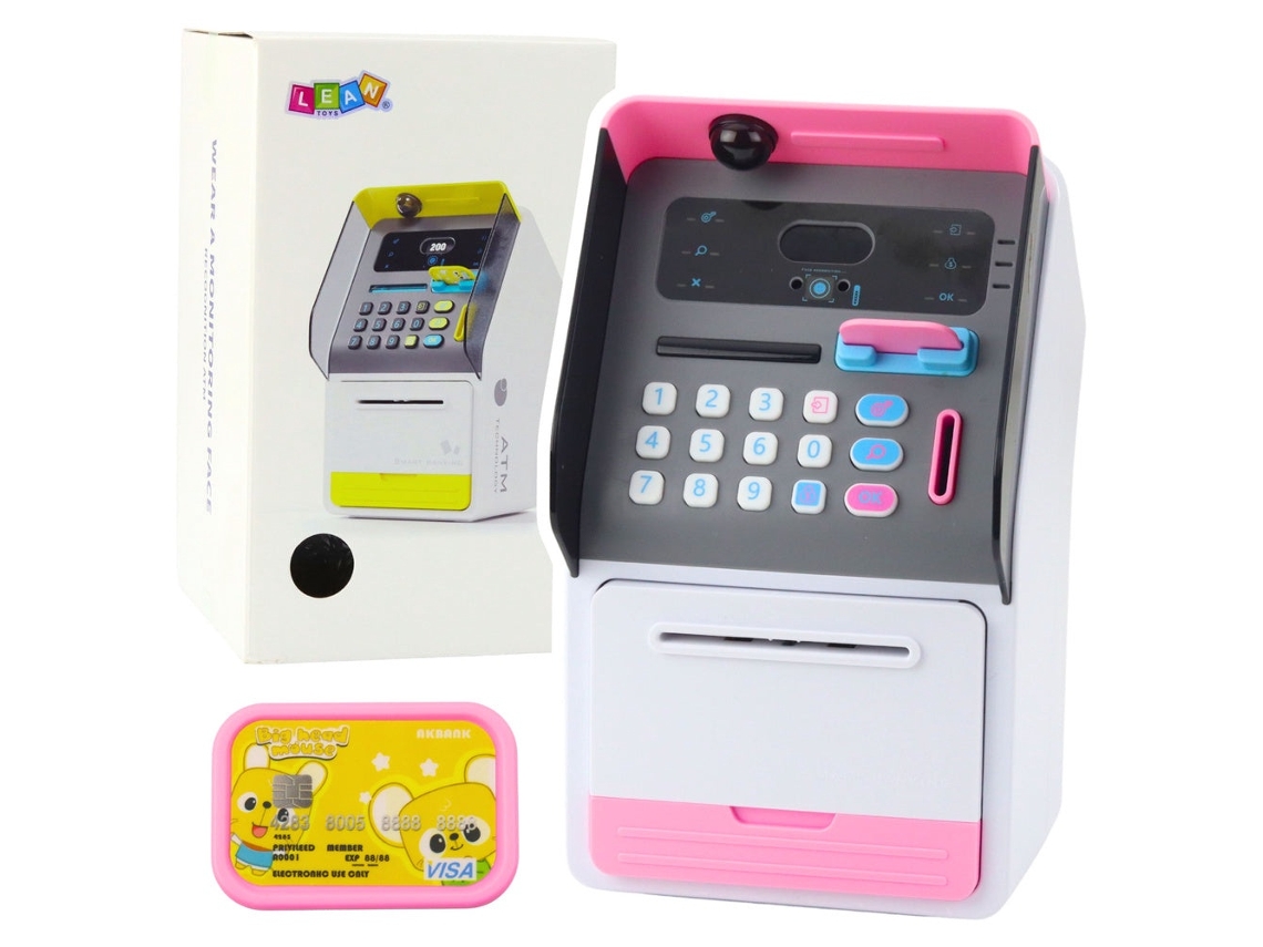 Cofrinho de Brinquedo em Formato de Caixa Eletrônico com Código Pin, Leitor de Cartão e Balança, 27 Cm AQUAFORGE