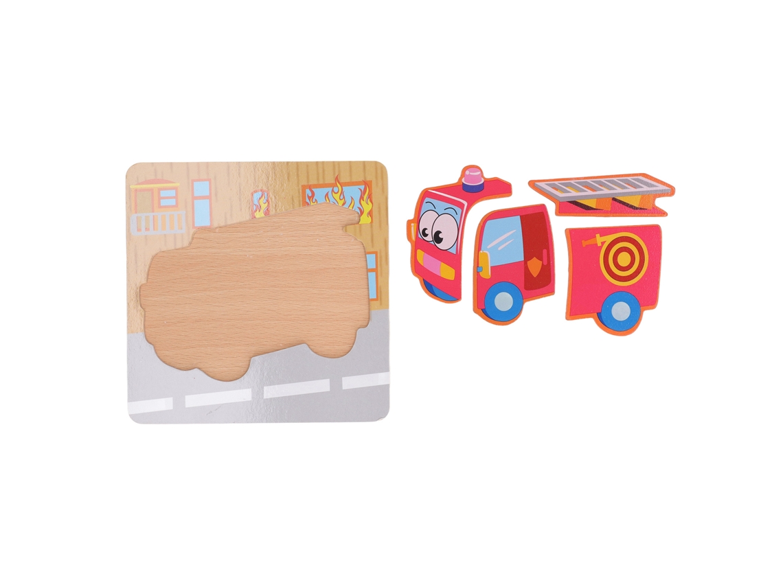 Ats puzzle 3d de Madera Coche Bomberos Juguete Educativo Seguro para Niños Menores de 6 Años