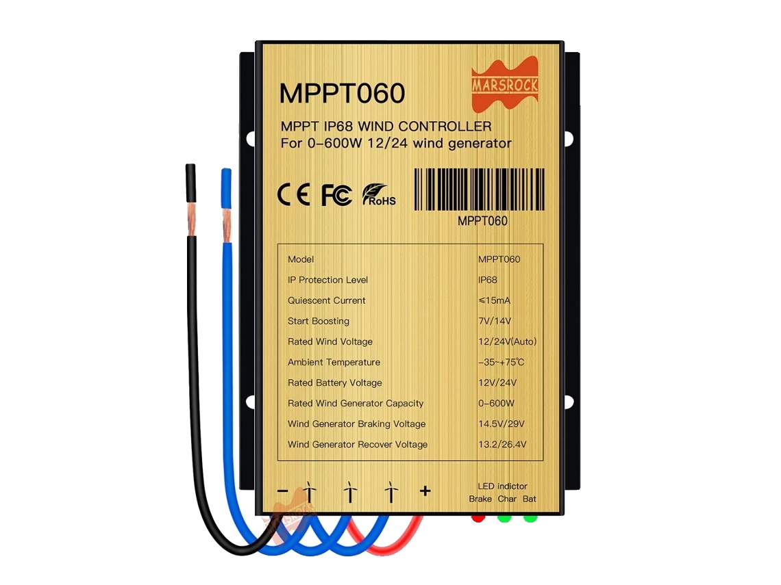 Controlador de turbina eólica, gerenciamento automático de carga, design à prova d'água, 600 W, 30 A, 12 V-24 V CA OEM
